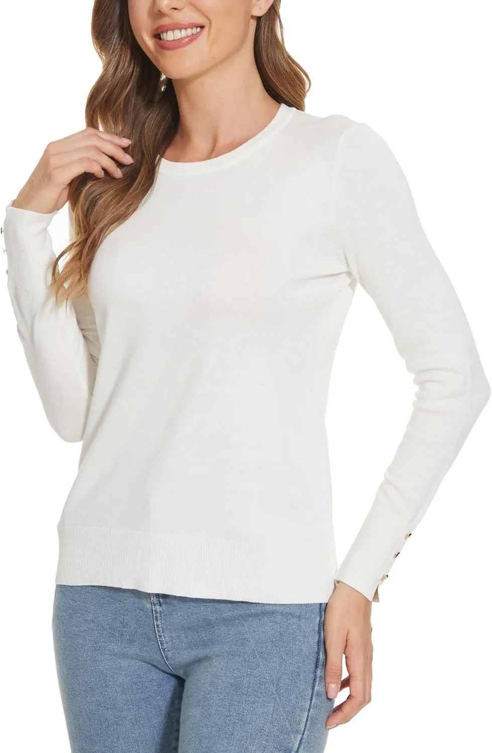 Spicy Sandia Women's Lightweight Long Sleeve Crew Neck Sweaters Striped Casual Knit Pullover Tops