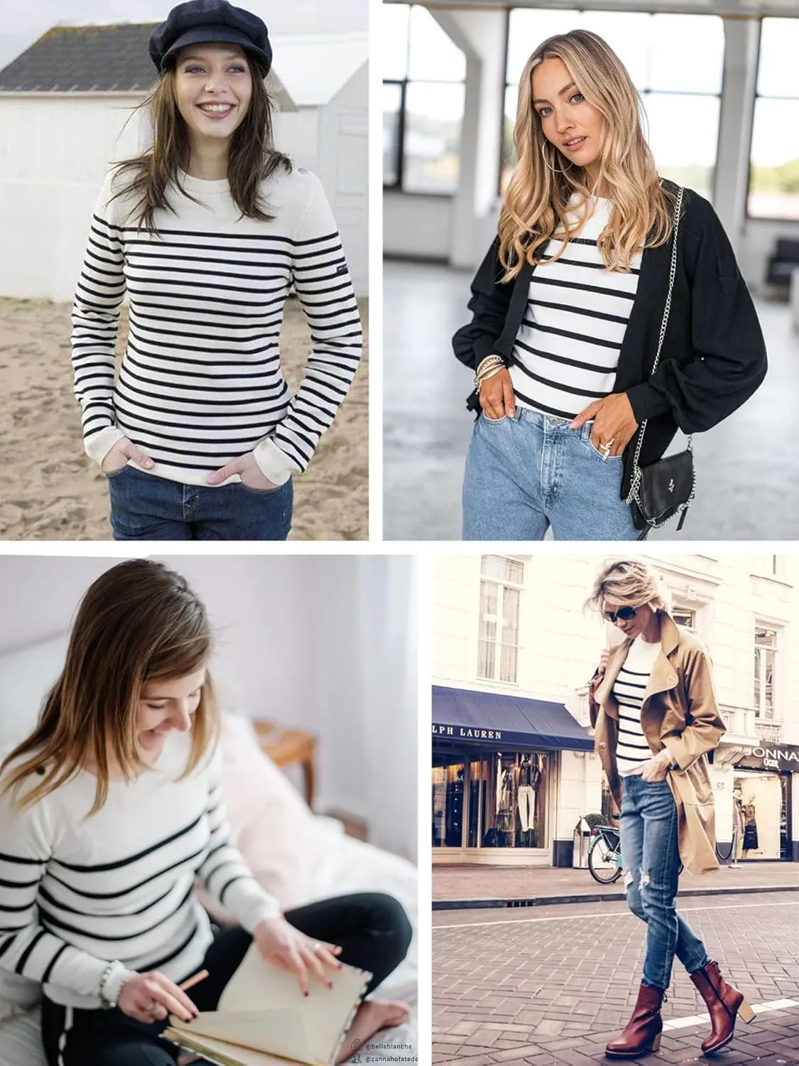 Spicy Sandia Women's Lightweight Long Sleeve Crew Neck Sweaters Striped Casual Knit Pullover Tops