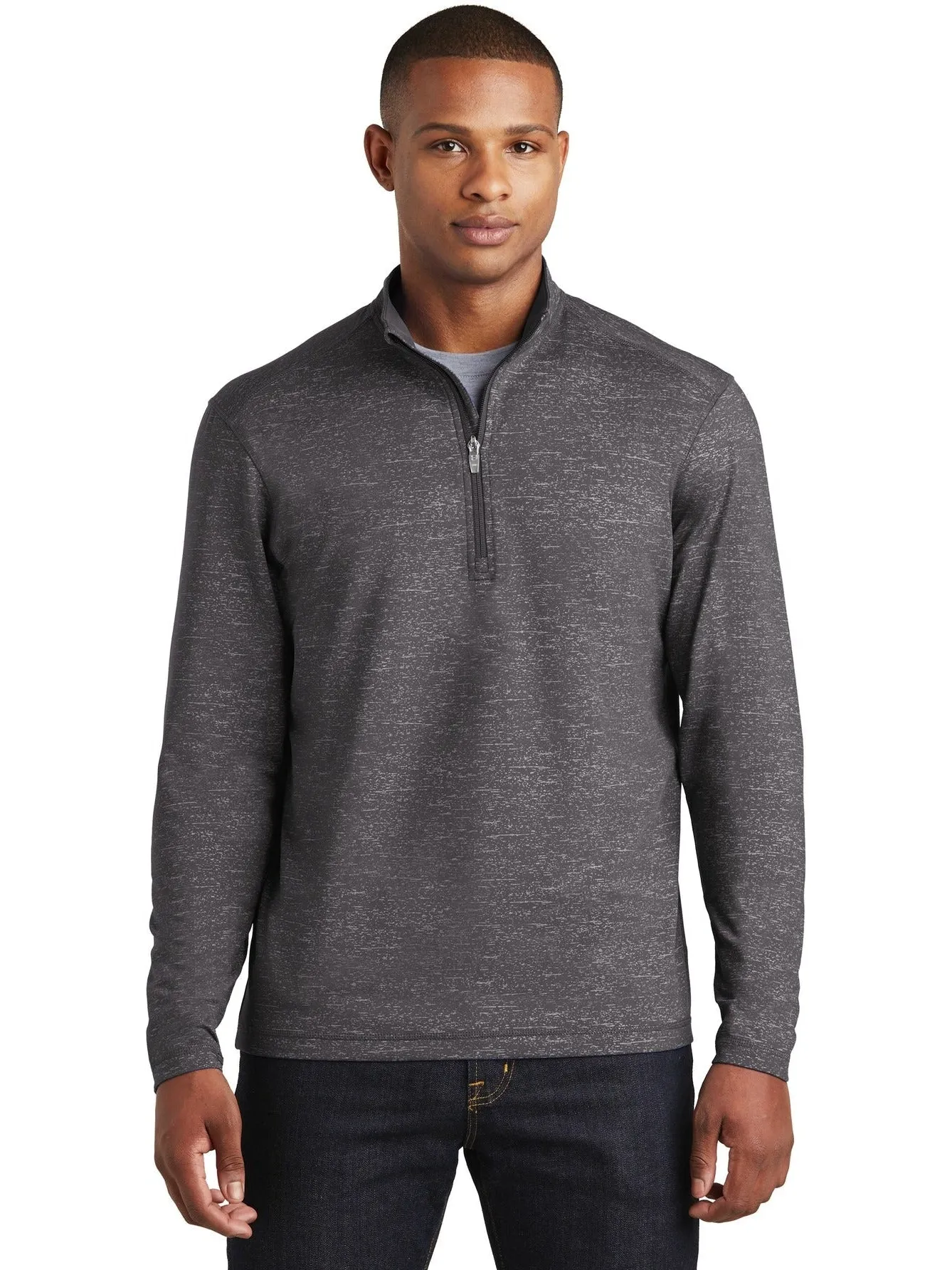 Sport-Tek Sport-Wick Stretch Reflective Heather 1/2-Zip Pullover