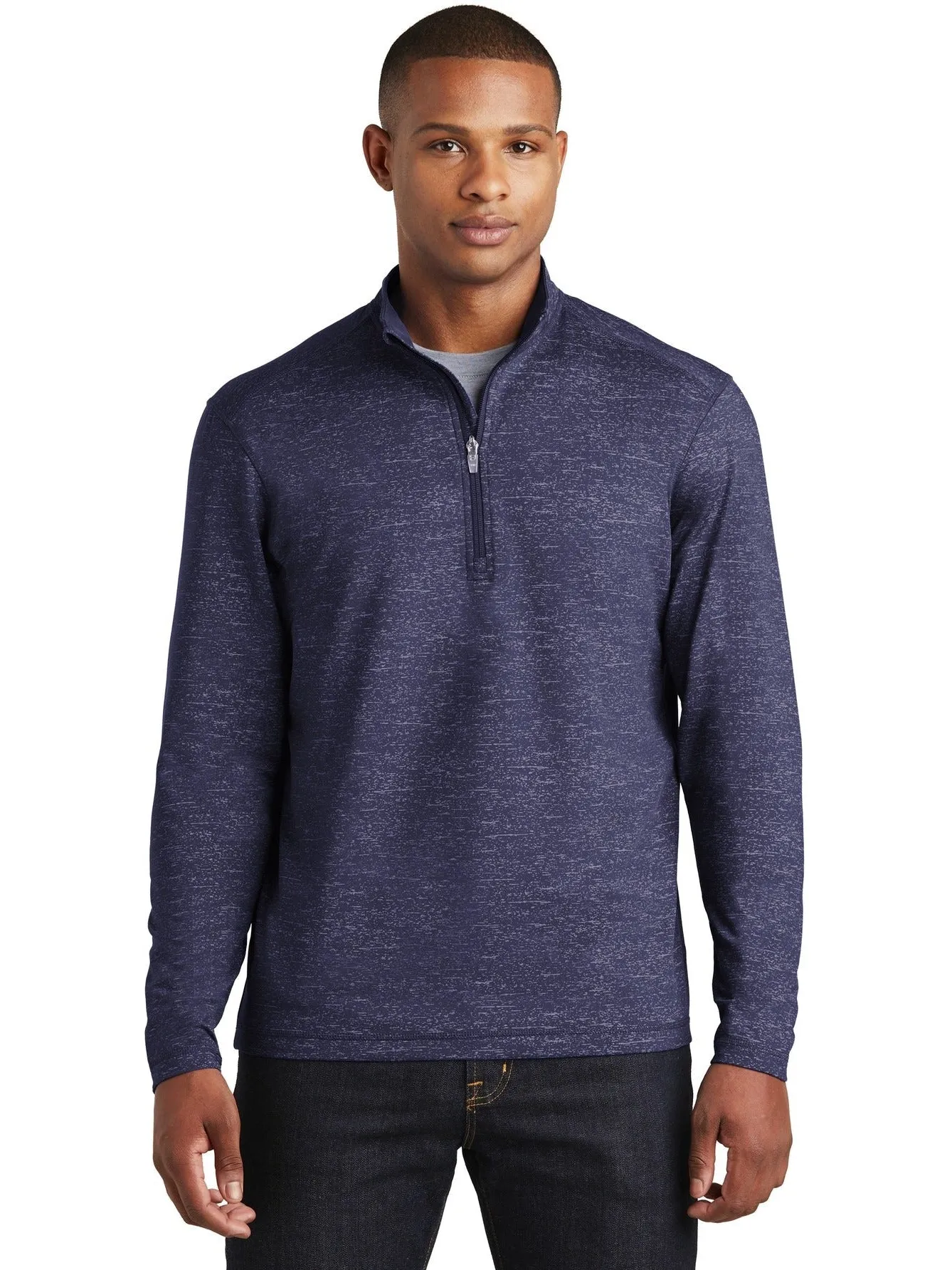 Sport-Tek Sport-Wick Stretch Reflective Heather 1/2-Zip Pullover