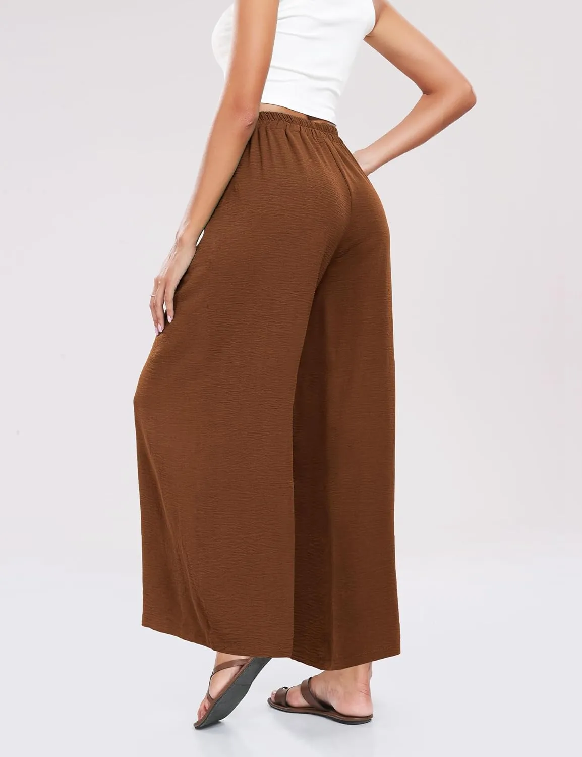 Summe Wide Leg Dress Pants for Women High Waisted Palazzo Casual Work Pants Beach Trousers with Pocket