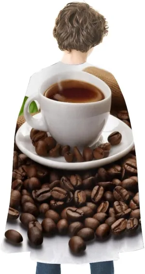 Superhero Cape Coffee Bean Halloween Cape for Adult Reversible Cloak Dress Up Capes for Halloween Cosplay Costumes