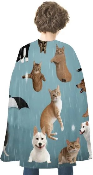 Superhero Cape Raining Cats & Dogs Halloween Cape for Adult Reversible Cloak Dress Up Capes for Halloween Cosplay Costumes
