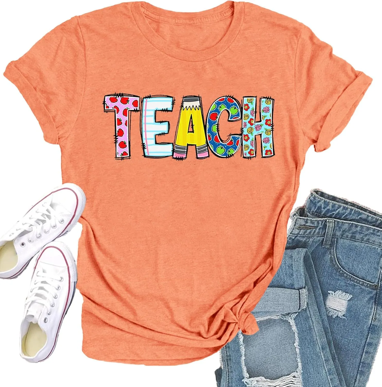 Teacher Shirts for Women Teach Teaching Tshirt Teacher Life Tee Tops