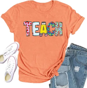 Teacher Shirts for Women Teach Teaching Tshirt Teacher Life Tee Tops