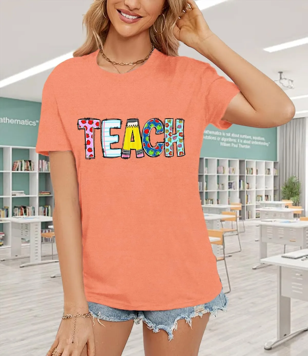Teacher Shirts for Women Teach Teaching Tshirt Teacher Life Tee Tops