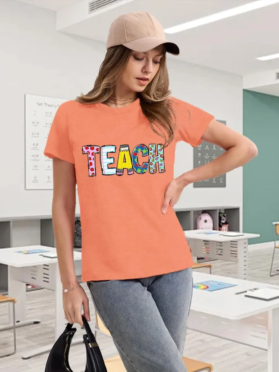Teacher Shirts for Women Teach Teaching Tshirt Teacher Life Tee Tops