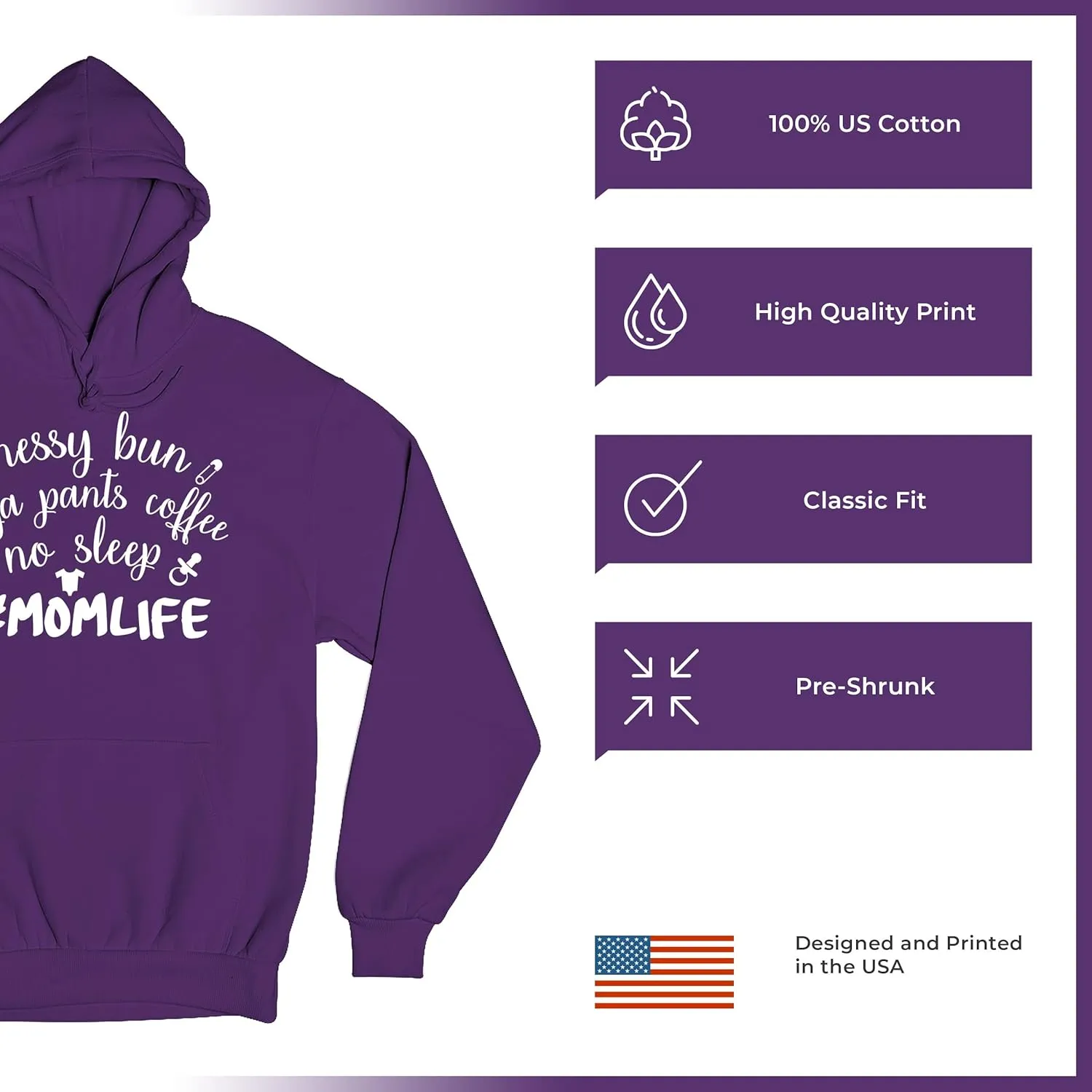 Tee Hunt Mom Life Sweatshirt Funny Messy Bun Yoga Pants No Sleep Motherhood Mama Bear Soccer Football Baseball Mommy Hoodie