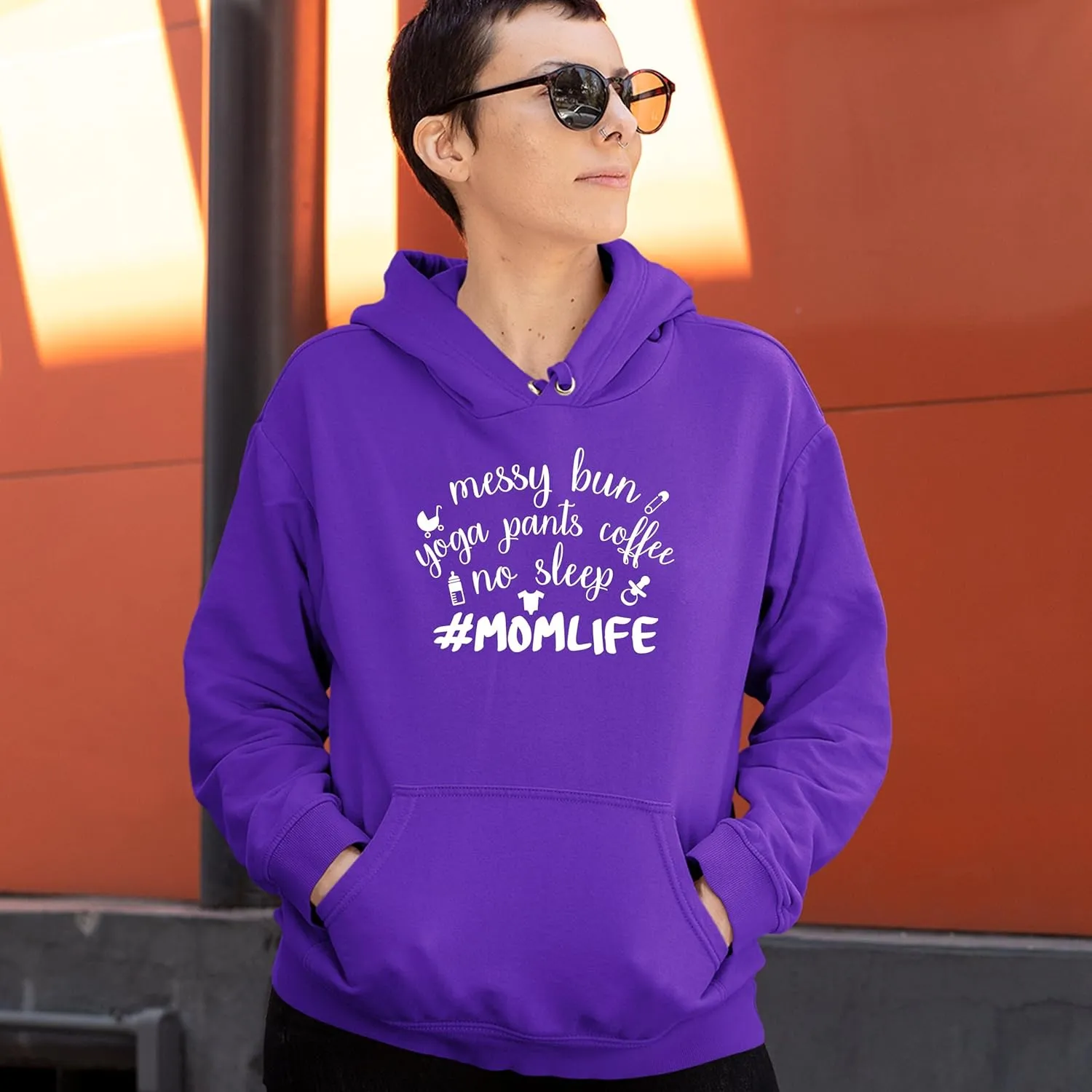 Tee Hunt Mom Life Sweatshirt Funny Messy Bun Yoga Pants No Sleep Motherhood Mama Bear Soccer Football Baseball Mommy Hoodie