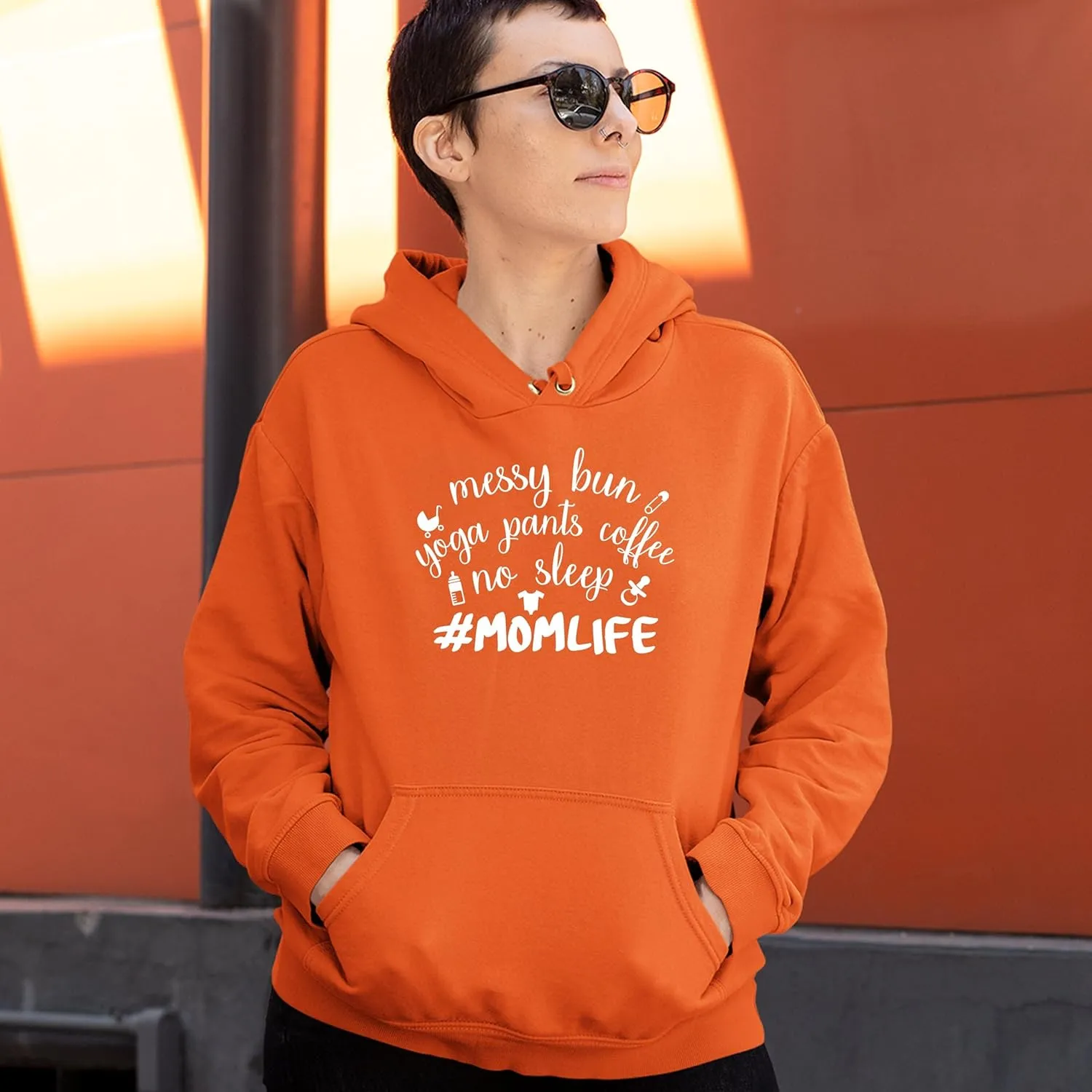 Tee Hunt Mom Life Sweatshirt Funny Messy Bun Yoga Pants No Sleep Motherhood Mama Bear Soccer Football Baseball Mommy Hoodie