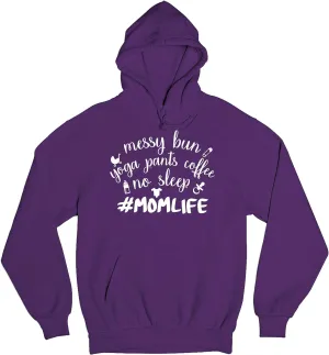 Tee Hunt Mom Life Sweatshirt Funny Messy Bun Yoga Pants No Sleep Motherhood Mama Bear Soccer Football Baseball Mommy Hoodie