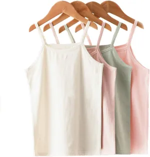 The Essential Cami Young Girls Toddler 4 Pack Premium Camisole Tank Top Undershirt Super Soft Breathable (5T)
