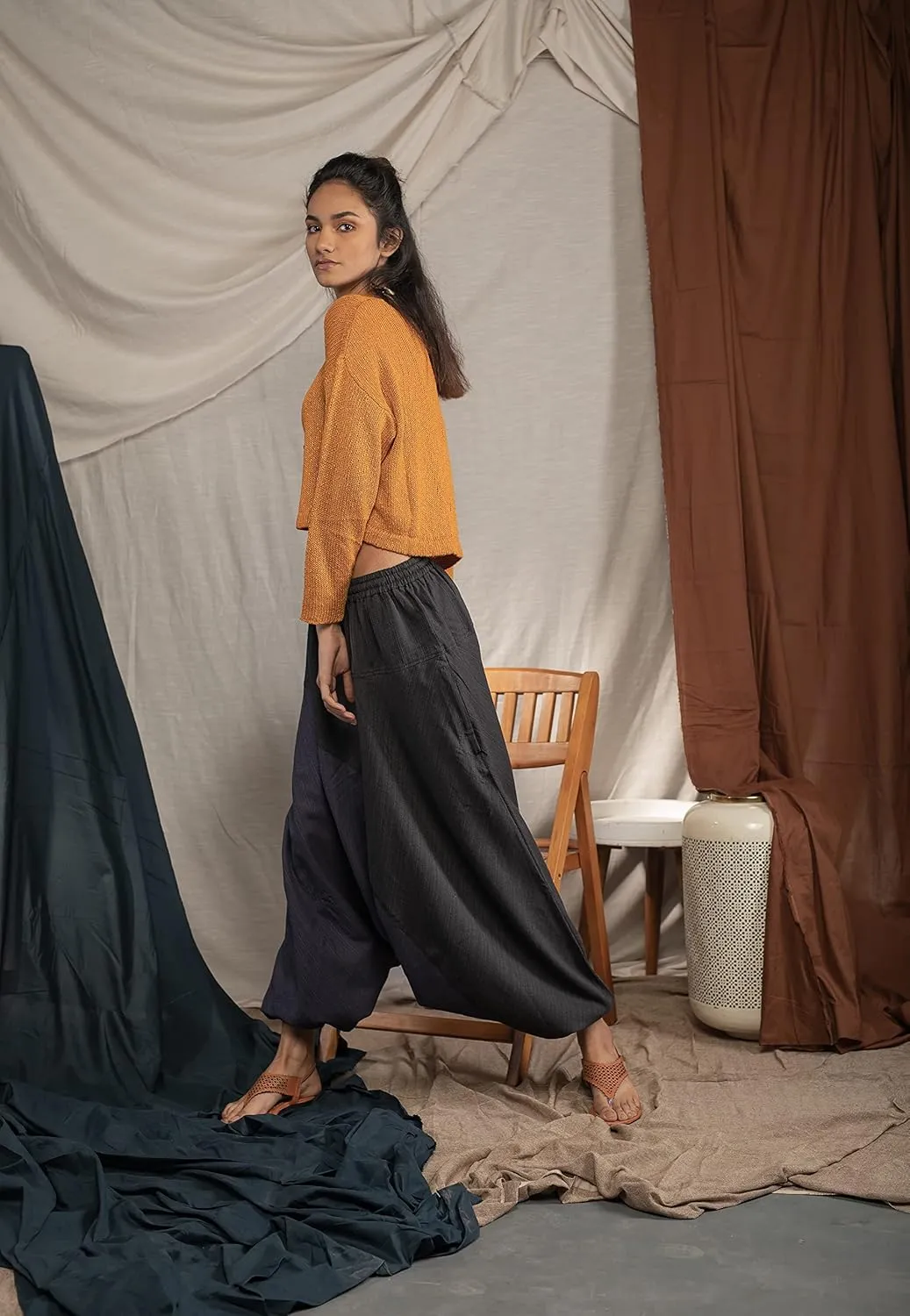 The Veshti Company Boho Wide Leg Yoga Pants Pyjama Parachute Pant with Pockets for Women Cotton Loose Flowy Lounge Harem Pant