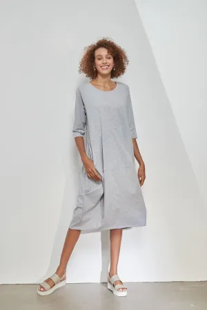 Tirelli - 3/4 Sleeve Diagonal Seam Dress - Grey Marle