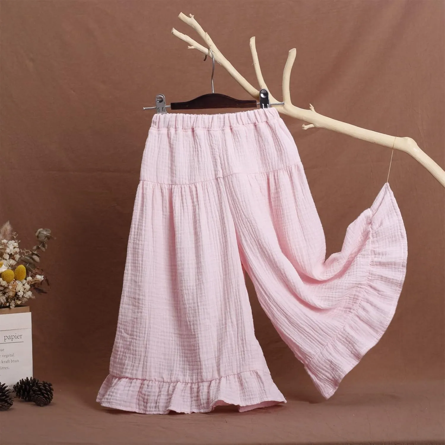 Toddler Cotton Wide Leg High-Waist Casual Palazzo Summer Pants Baby Long Soft Cotton Harem Pants