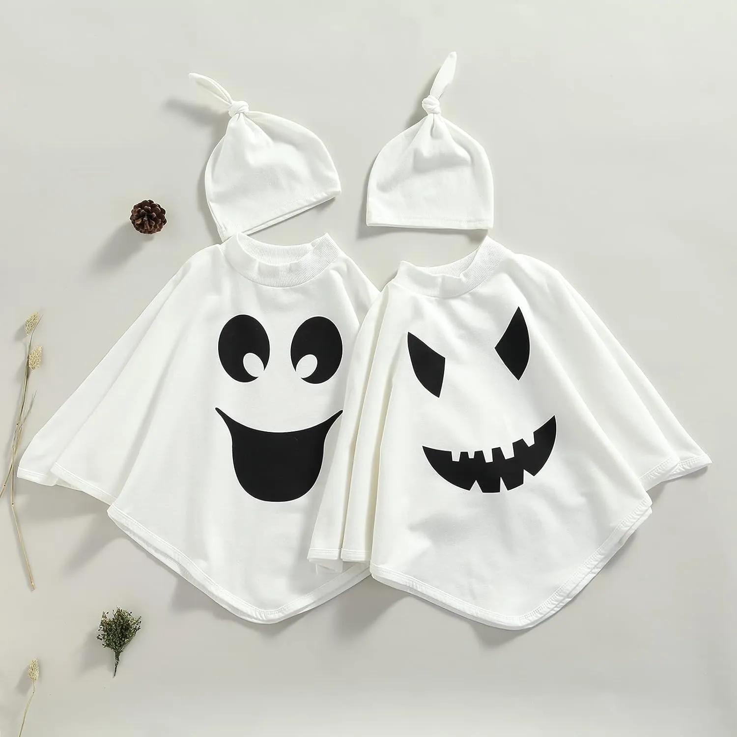 Toddler Kids Baby Girl Boy Halloween Costume Ghost Cloak Grimace Print Poncho Fancy Cape with Hat Cosplay Outfit