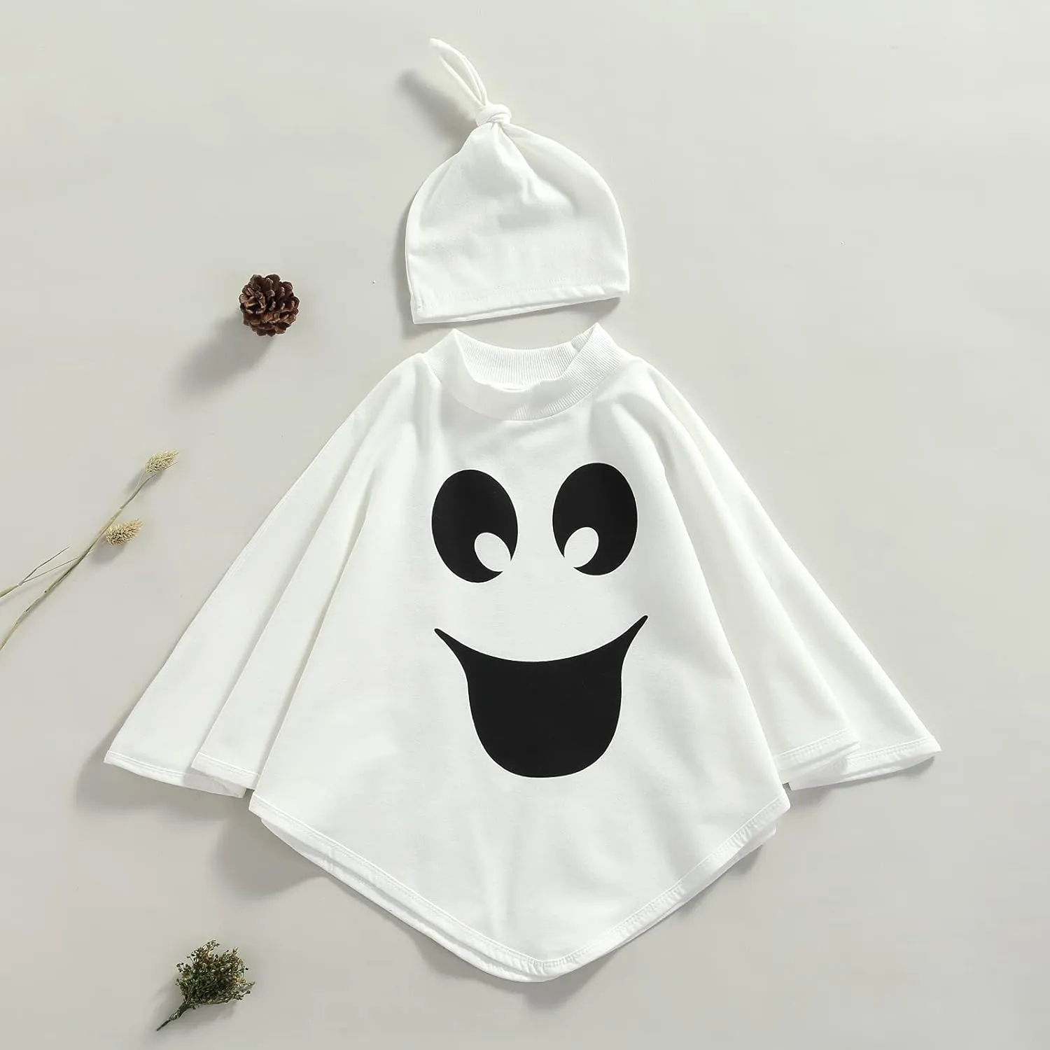 Toddler Kids Baby Girl Boy Halloween Costume Ghost Cloak Grimace Print Poncho Fancy Cape with Hat Cosplay Outfit