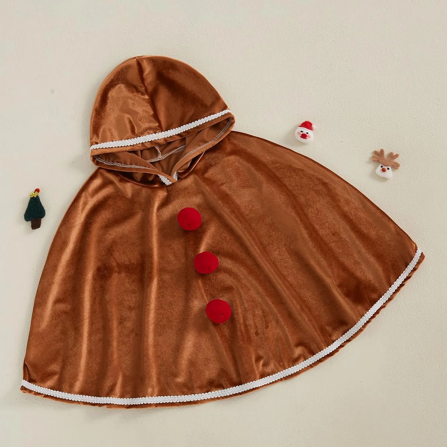 Toddler Kids Baby Girls Christmas Outfit Velvet Hooded Cloak Green Brown Cape Poncho Coat Jacket Winter Clothes