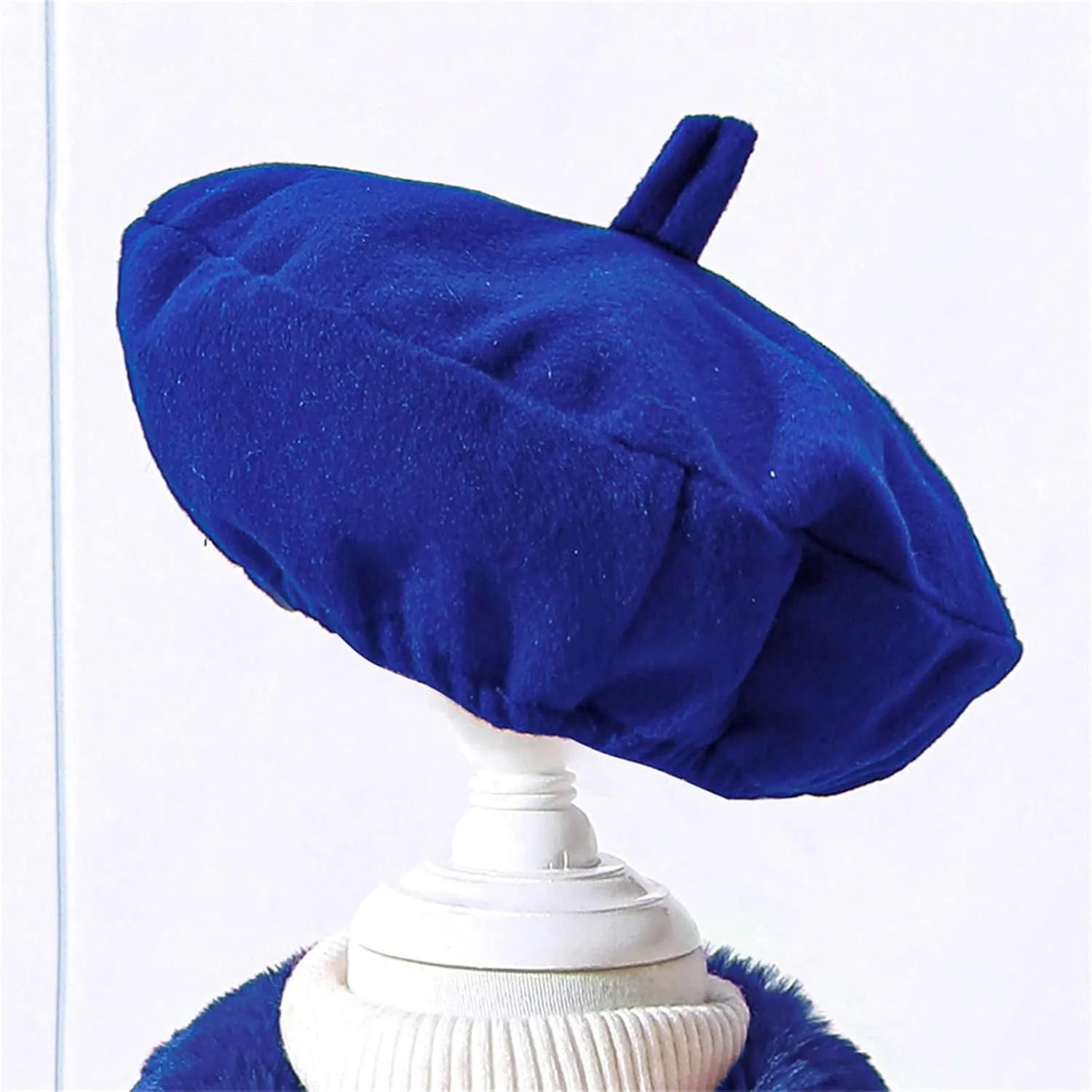 Toddler Kids Girls Trench Jacket Long Sleeve Fury Collar Warm Peacoat with Beret Hat Set for Casual