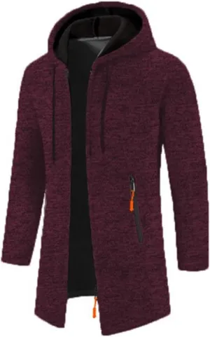 Trench Coat for Men Wool Blend Full Zip Hooded Long Cardiagn Jacket Winter Classic Business Overcoat with Pockets
