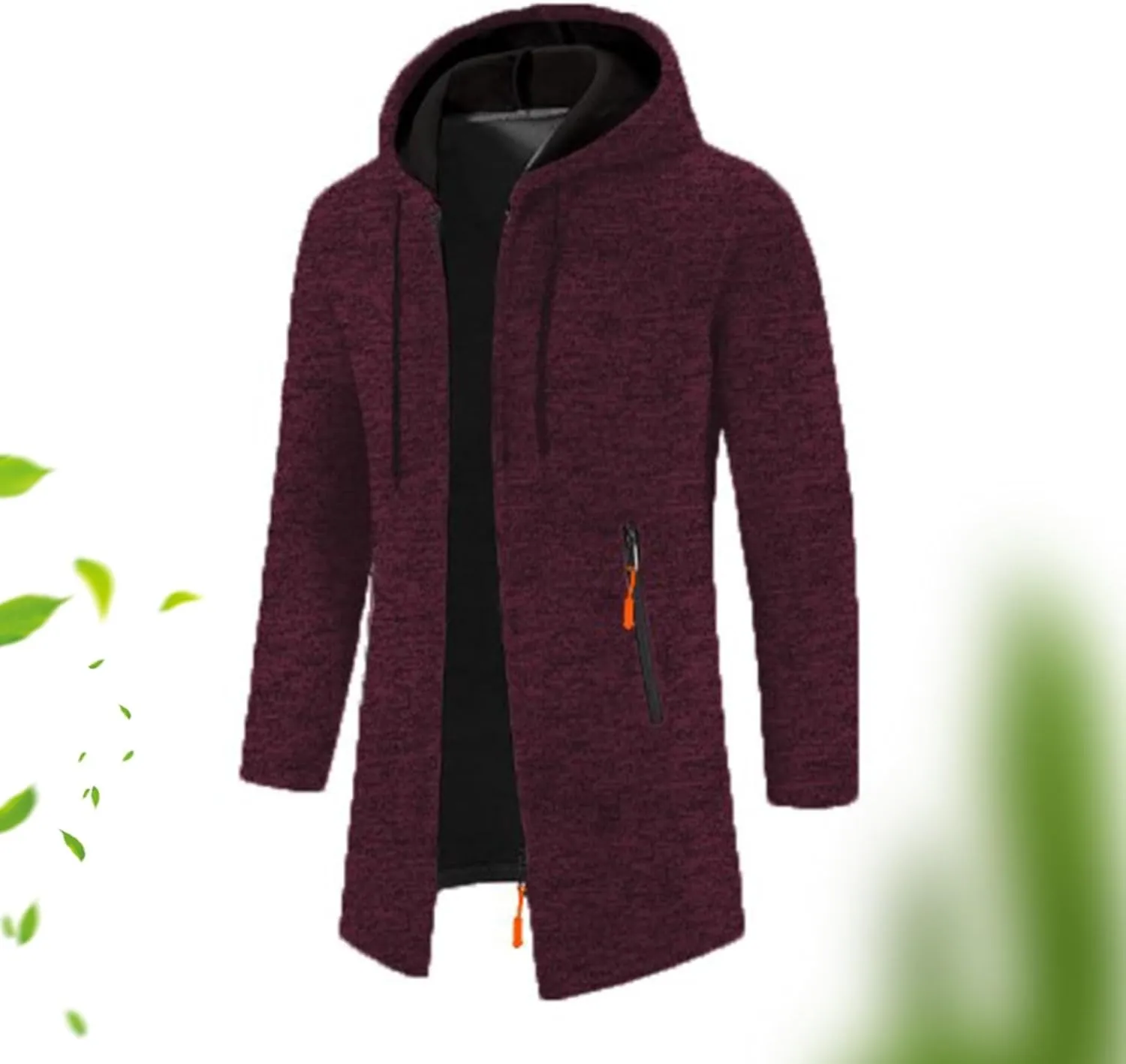 Trench Coat for Men Wool Blend Full Zip Hooded Long Cardiagn Jacket Winter Classic Business Overcoat with Pockets