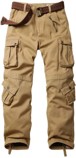 TRGPSG Men's Fleece Lined Hiking Pants, Winter Outdoor Cargo Pants, Work Ski Pants Casual Pants with 8 Pockets