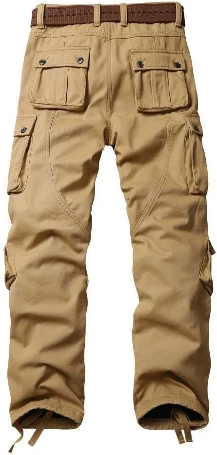 TRGPSG Men's Fleece Lined Hiking Pants, Winter Outdoor Cargo Pants, Work Ski Pants Casual Pants with 8 Pockets
