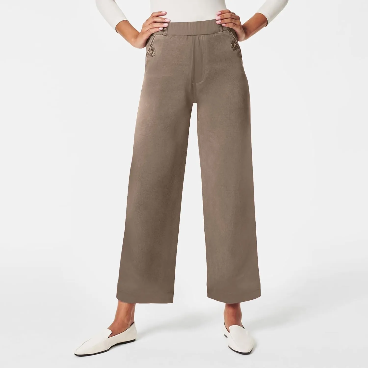 Trousers for Women Elastic Waist Plus Size Straight Wide Leg Pants High Waist Loose Fit Casual Elegant Palazzo Trousers