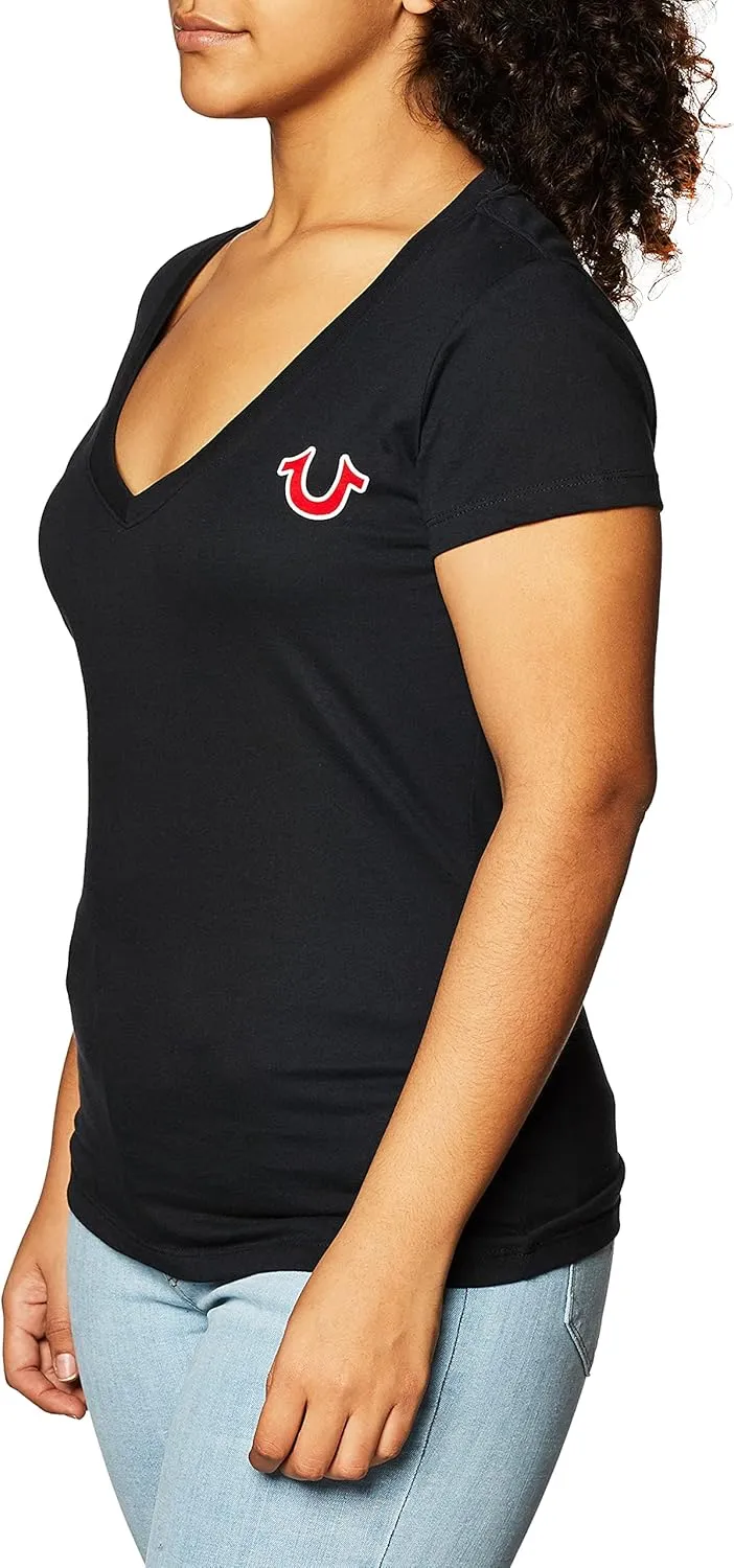 True Religion Women's V-Neck Buddha Logo Tee