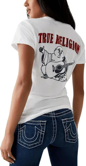 True Religion Women's V-Neck Buddha Logo Tee
