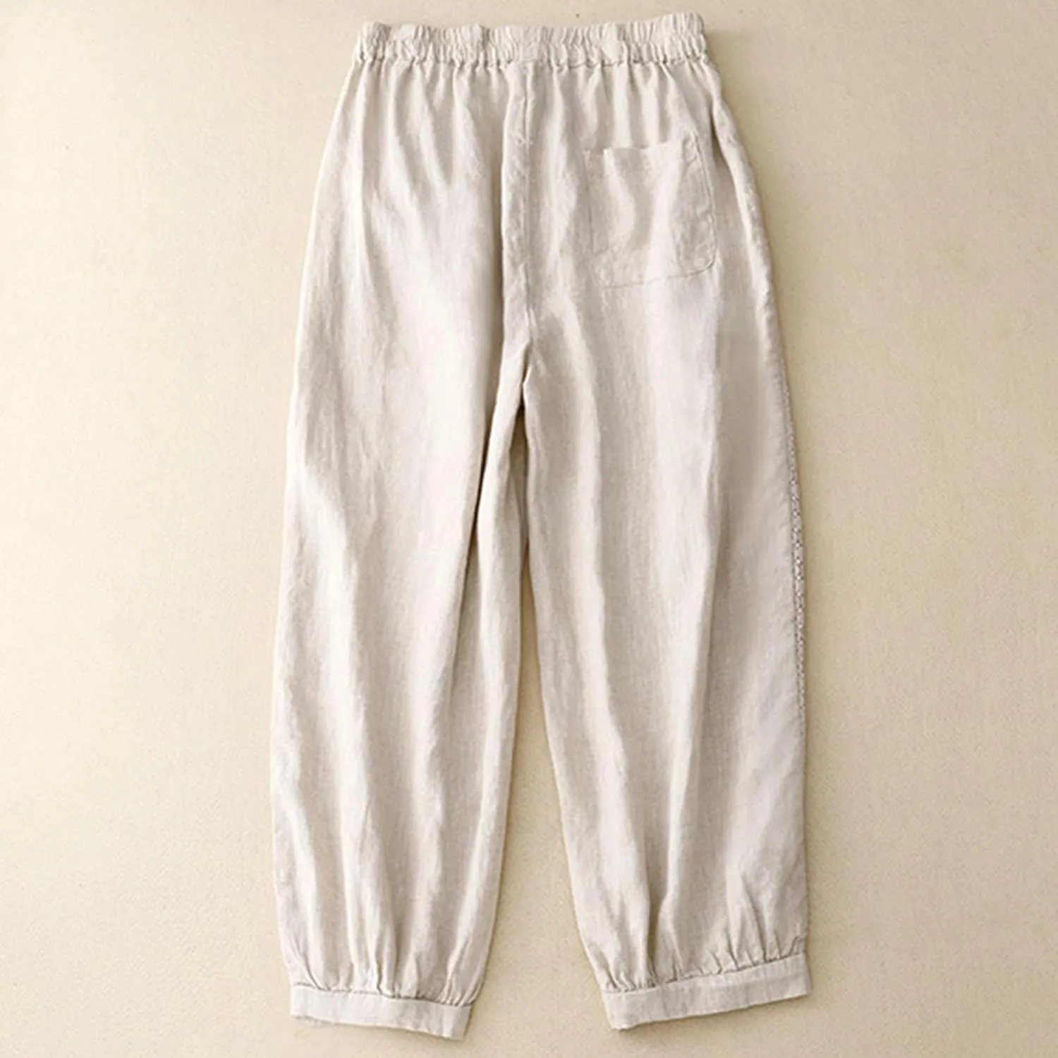 TUNUSKAT Womens Linen Wide Leg Capris Summer Lounge Beach Cotton Capri Pants High Waist Flowy Crop Trousers Vacation Outfits