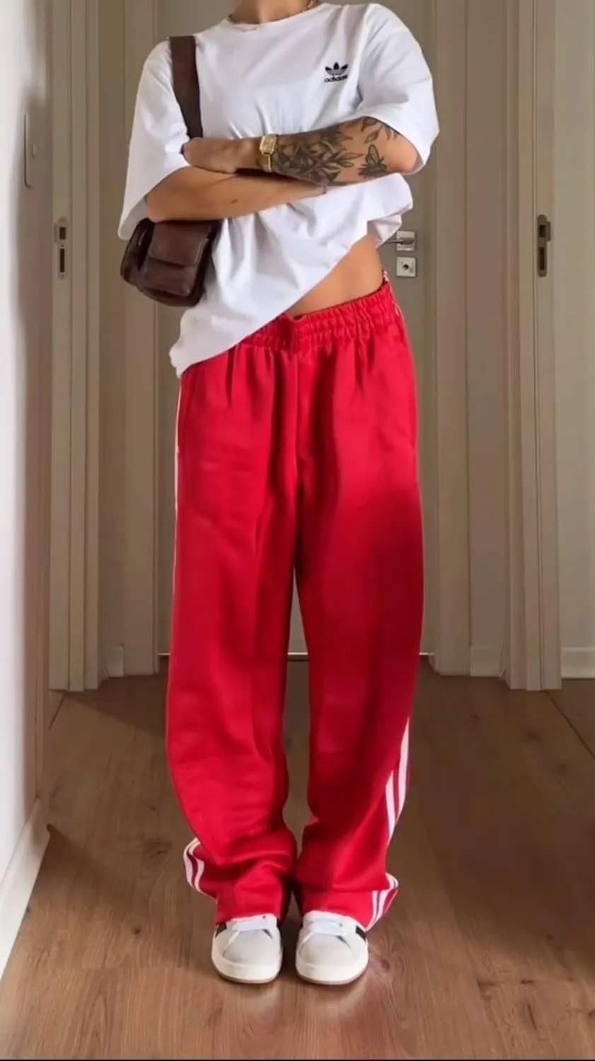 UAURORAO Women Y2k Track Pants Baggy Striped Joggers Sweatpants Elastic Waist Color Block Parachute Pants with Pockets