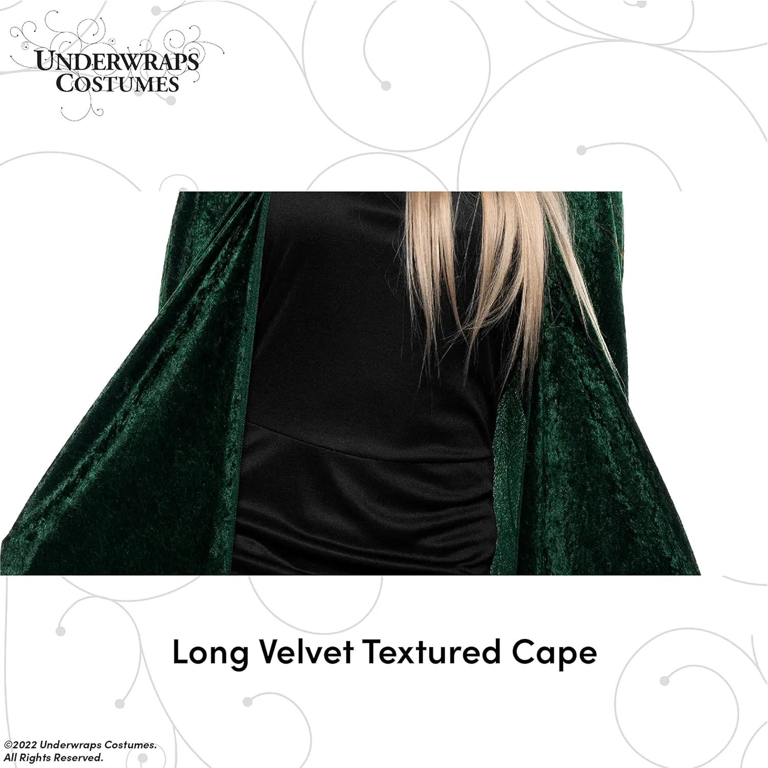 UNDERWRAPS Witch Cloak Green - Hooded Cape Adult Halloween Costume for Women