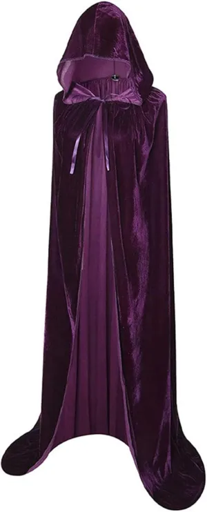 Unisex Adults Hooded Cloak Renaissance Maxi Velvet Cape for Cosplay Halloween Costumes Witch Vampire Long Robes