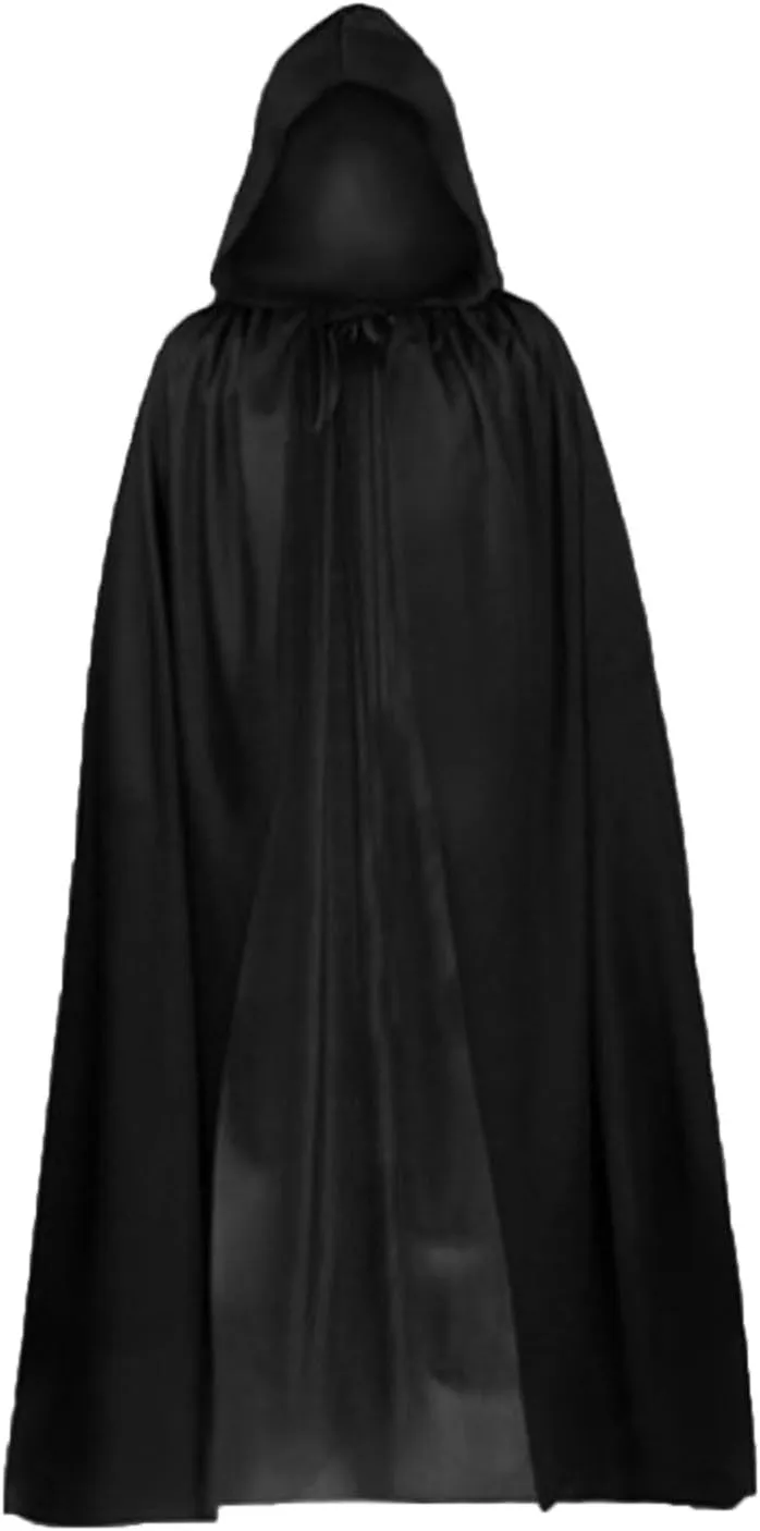 Unisex Gothic Hooded Cloak Medieval Drawstring Cape Renaissance Solid Robe Steampunk Coat Halloween Cosplay Costume