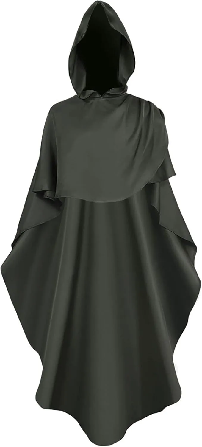 Unisex Hooded Cloak Cape Halloween Gothic Punk Style Hoodies Pullover Robe Vintage Loose Flowy Medieval Costume