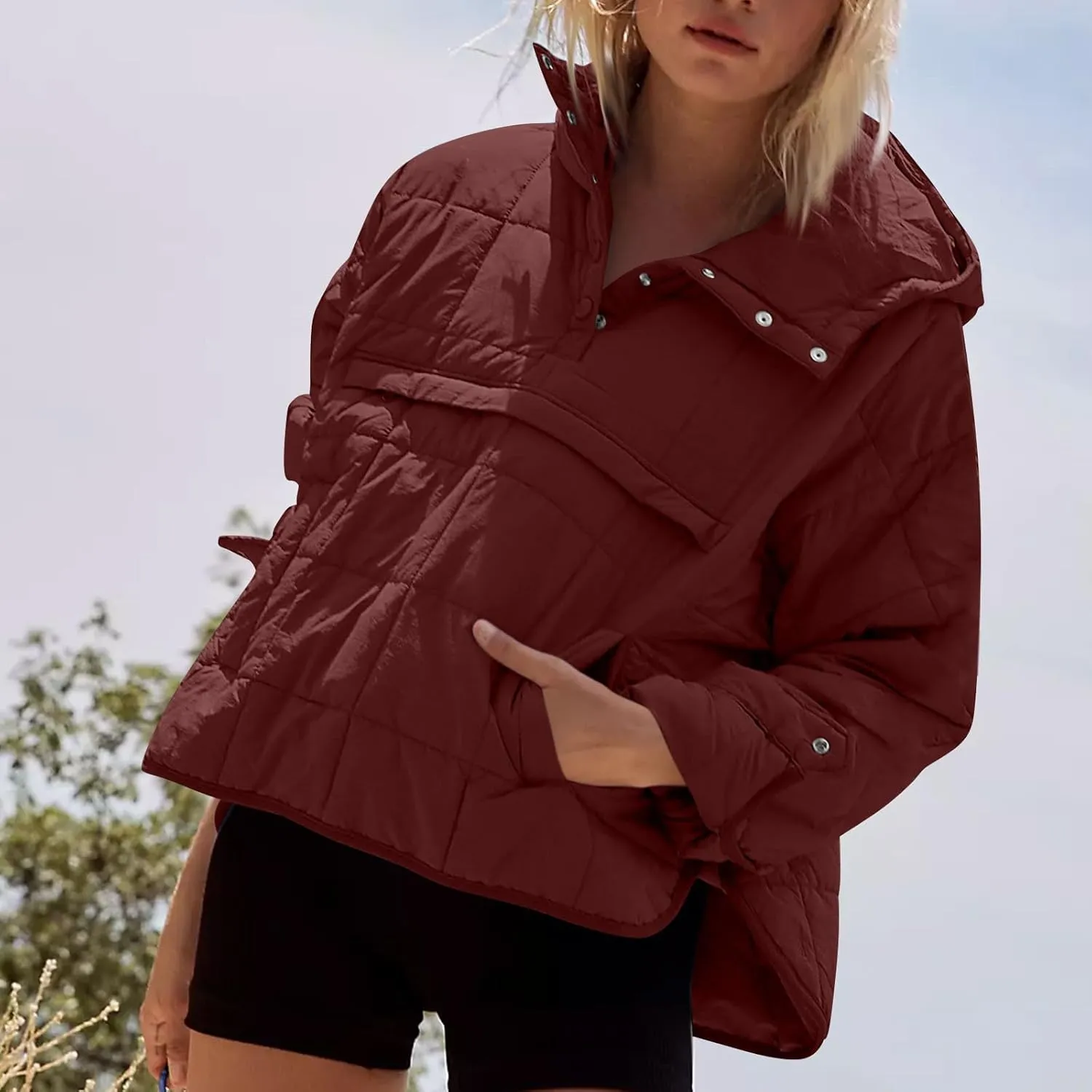 UOFOCO Womens Puffer Jacket with Hood Winter Packable Pullover Down Jackets Winter Quilted Jacket Coats for Women 2024