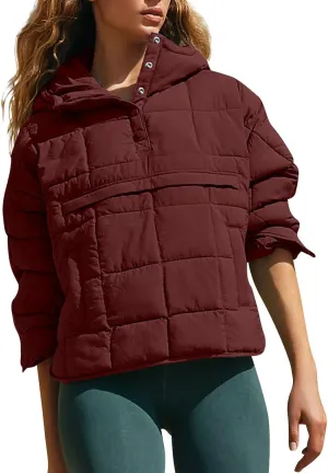 UOFOCO Womens Puffer Jacket with Hood Winter Packable Pullover Down Jackets Winter Quilted Jacket Coats for Women 2024
