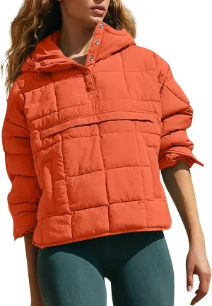 UOFOCO Womens Puffer Jacket with Hood Winter Packable Pullover Down Jackets Winter Quilted Jacket Coats for Women 2024