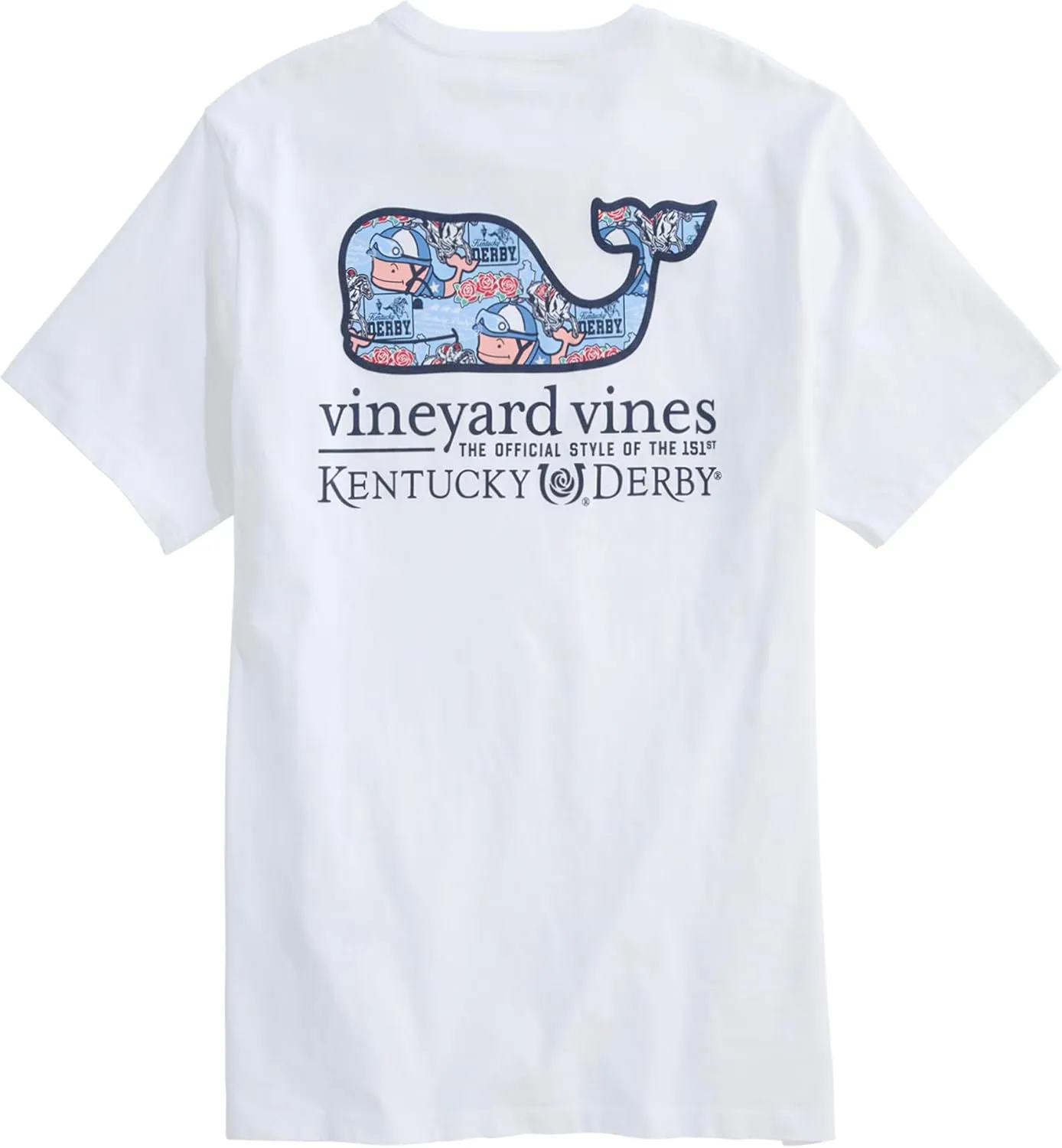 vineyard vines Men's Kentucky Derby Sticker Whale Fill Short-Sleeve Pocket Tee