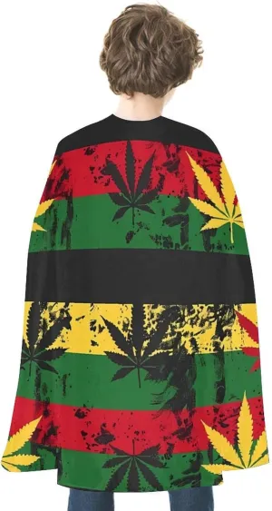 Vintage Rasta Flag Weed Capes Cute Printed Robe Cape Cloak for Party Cosplay Halloween Costume