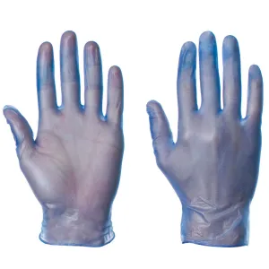 Vinyl Powdered Blue Color Disposable Gloves - 50 Pairs per Box