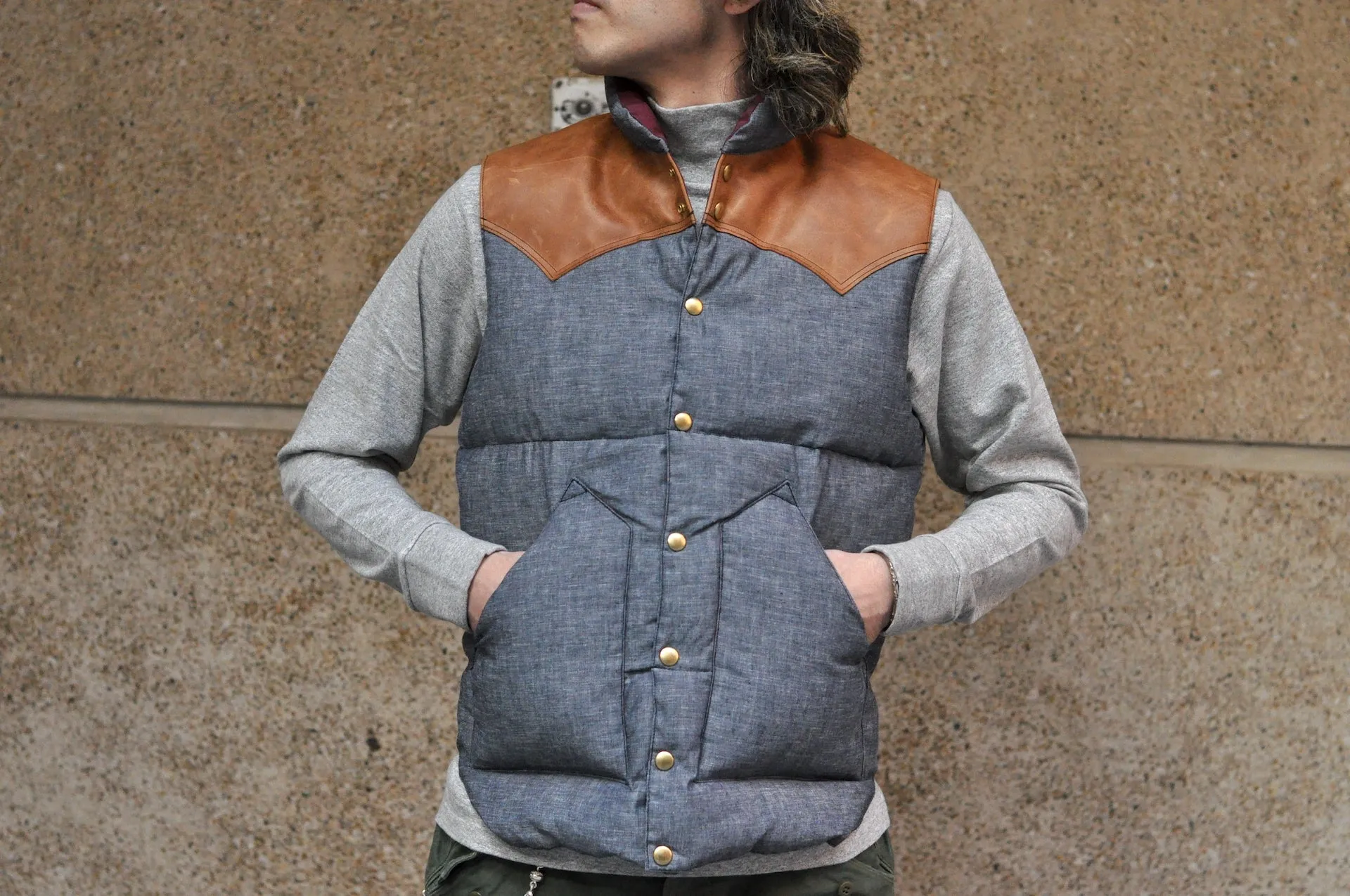 Warehouse X Rocky Mountain Indigo Chambray Down Vest