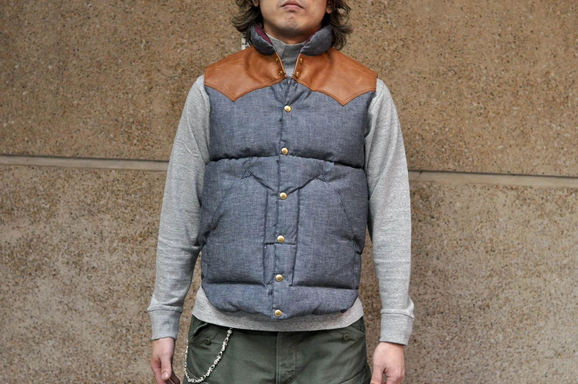 Warehouse X Rocky Mountain Indigo Chambray Down Vest