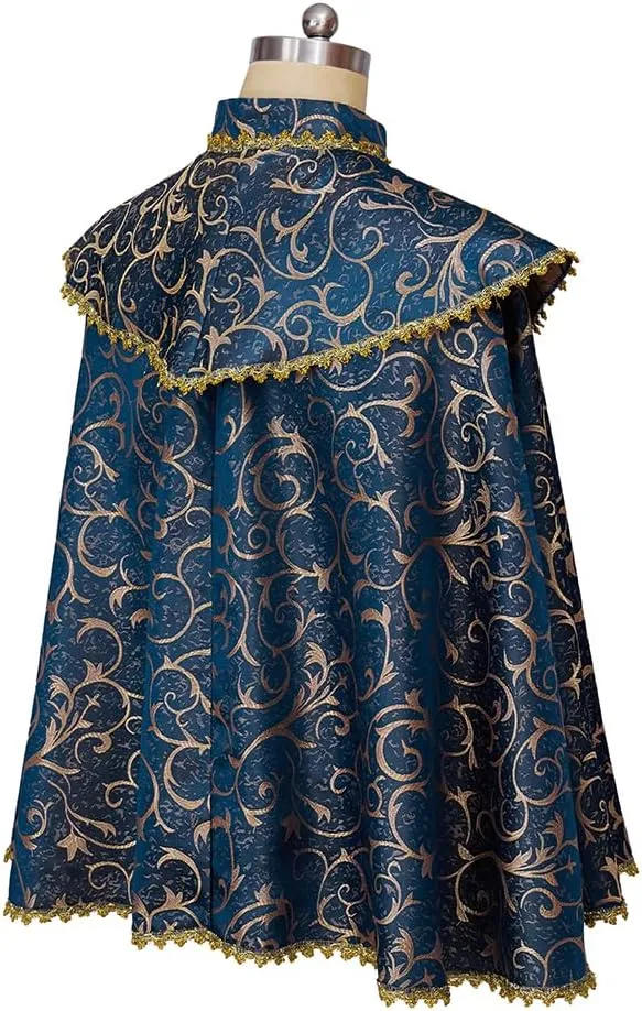 Willyacos Medieval Renaissance Noble Costume Cape Tudor King Costume Festive Cloak Cape Victorian Prince Costume Outfit Adult