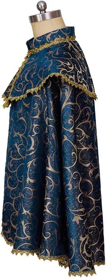 Willyacos Medieval Renaissance Noble Costume Cape Tudor King Costume Festive Cloak Cape Victorian Prince Costume Outfit Adult