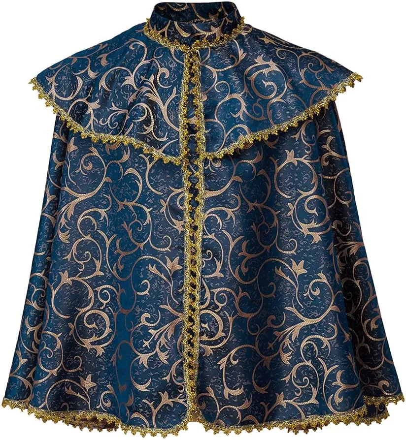 Willyacos Medieval Renaissance Noble Costume Cape Tudor King Costume Festive Cloak Cape Victorian Prince Costume Outfit Adult