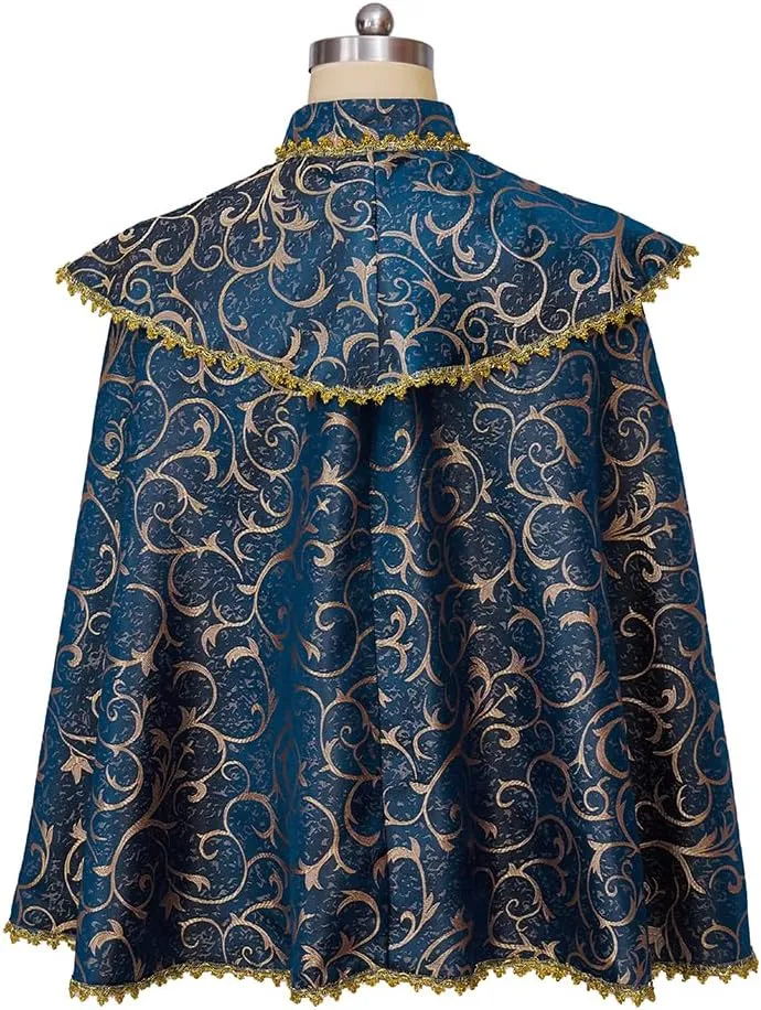 Willyacos Medieval Renaissance Noble Costume Cape Tudor King Costume Festive Cloak Cape Victorian Prince Costume Outfit Adult