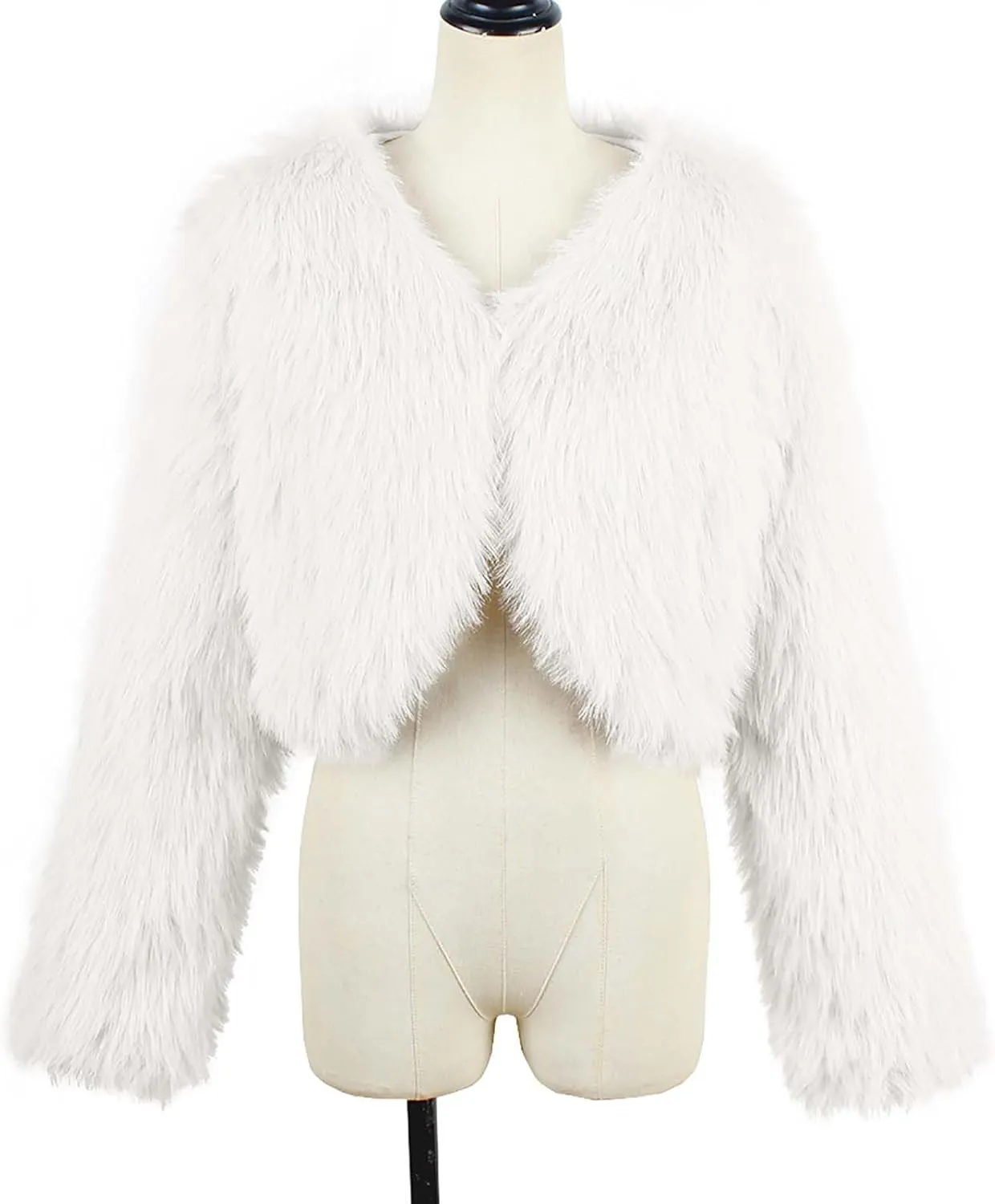 Winter Coats for Women 2023 Trendy Faux Fur Shaggy Jacket Cropped Long Sleeve Tops Open Front Coat Cardigan Outerwear