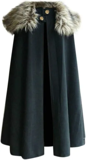 Winter Jacket Cloak for Men Fur Neck Coats Warm Long Cape Fashion Thick Shawl Solid Color Cloak Soft Casual Outerwear